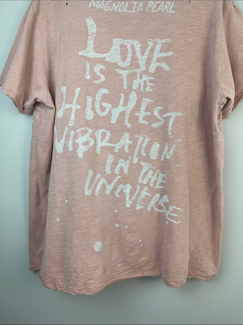 Magnolia Pearl Spread Love Cat Oversized Tee in Mollu Pink Distressed Cotton OS - Picture 15 of 16